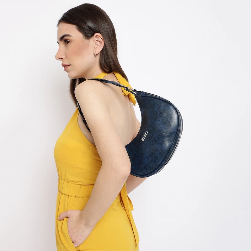 KLEIO Vegan Leather Shoulder Handbag for Women and Girls - Royal Blue - Image 2